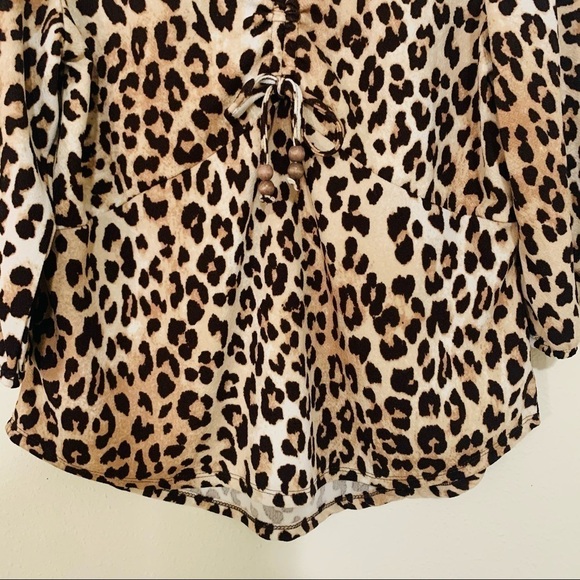 GODDESS leopard prints blouse women Sz L - Picture 6 of 8